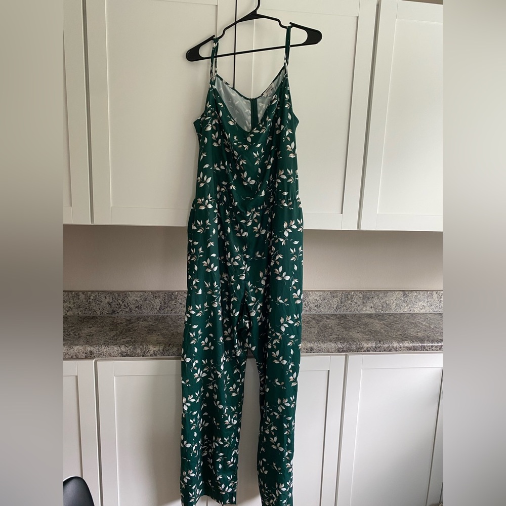 Unique Vintage Green Floral Jumpsuit 1X/16